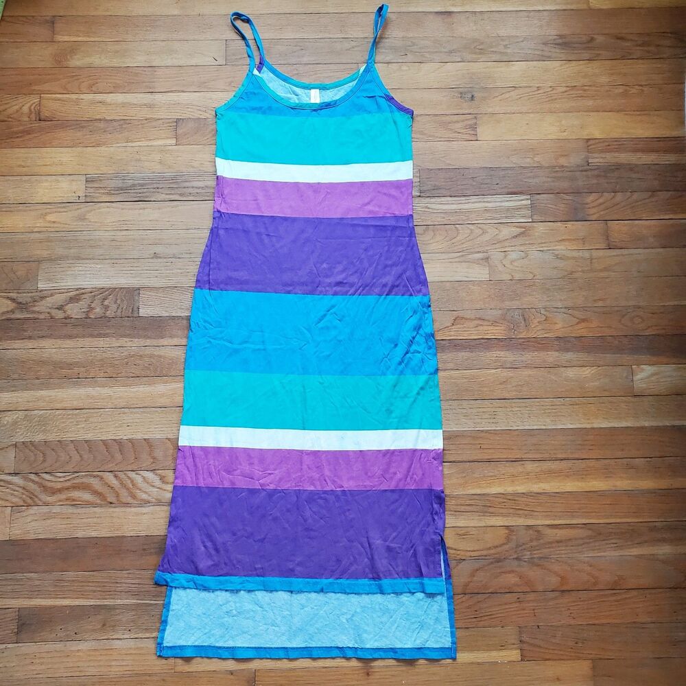 Threads 4 thought sustainable apparel striped tank maxi dress size medium